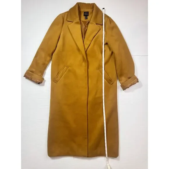 Camel Longline Over Coat Women’s Medium Minimalist Quiet Luxury 90s Old Money - Picture 7 of 16